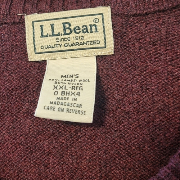LL Bean Burgundy Wool Blend Crewneck Sweater Size XXL - Picture 3 of 5